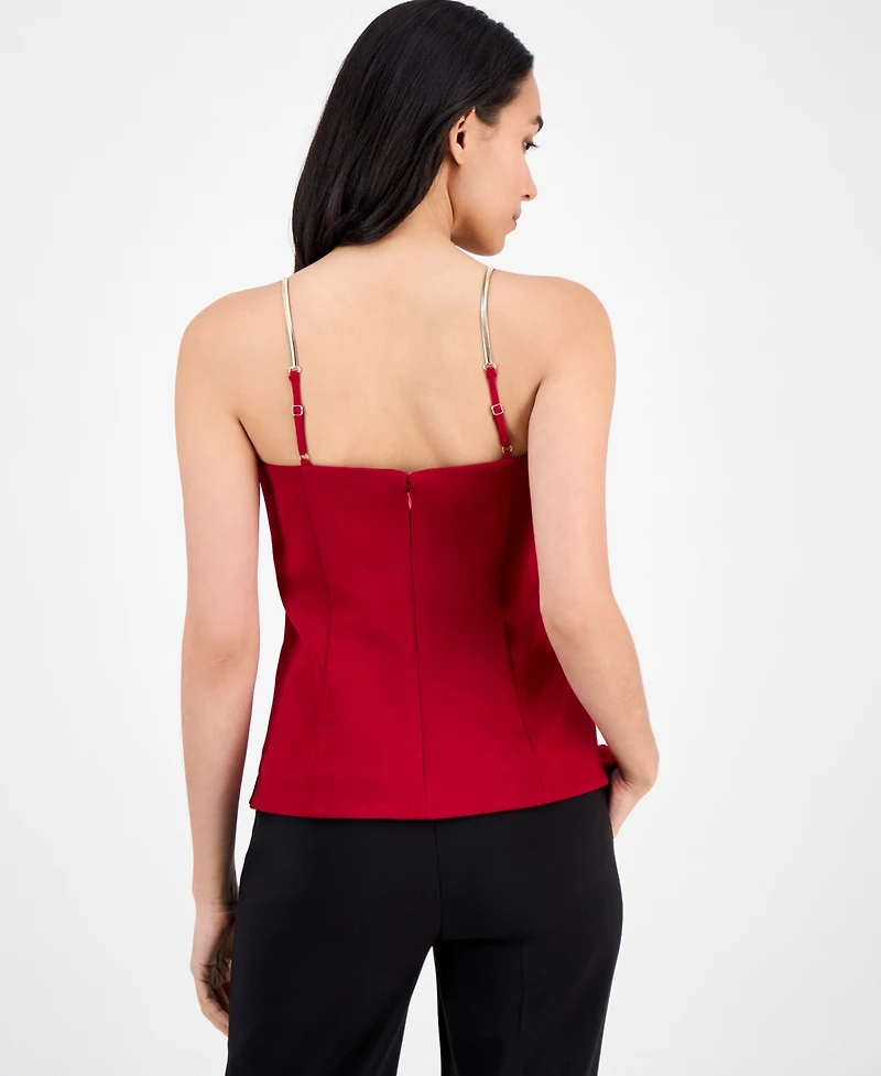 Anne Klein Women's Bustier Compression Metallic-Strap Top