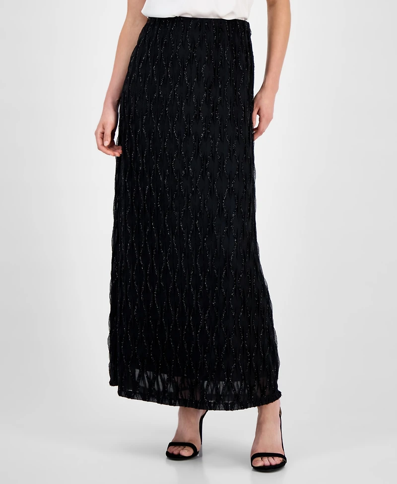 Anne Klein Women's Glitter Flared Maxi Skirt