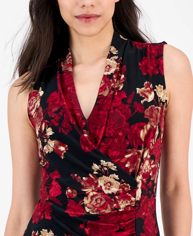 Anne Klein Women's Printed Surplice-Neck Shirred Top