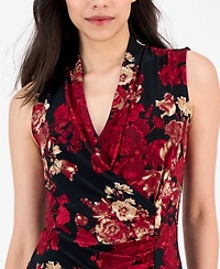 Anne Klein Women's Printed Surplice-Neck Shirred Top