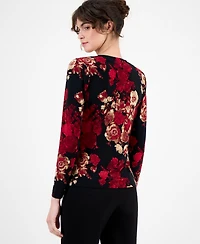 Anne Klein Women's Floral Cowl-Neck Top