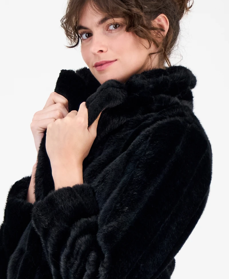 Anne Klein Petite Faux-Fur Cropped Notch-Collar Jacket