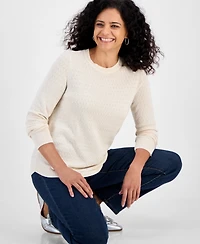 Style & Co Women's Curved-Hem Cotton Pullover Sweater, Macy's Exclusive