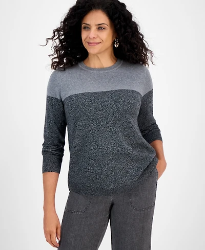 Style & Co Women's Cotton Colorblocked Pullover Sweater, Macy's Exclusive