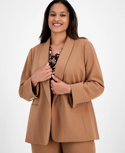 Anne Klein Plus Size Shawl-Collar Open-Front Blazer