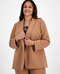 Anne Klein Plus Size Shawl-Collar Open-Front Blazer