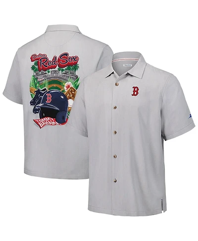 Tommy Bahama Men's Gray Boston Red Sox Hit and Run Silk Camp Button-Up Shirt