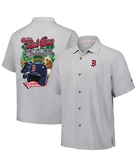 Tommy Bahama Men's Gray Boston Red Sox Hit and Run Silk Camp Button-Up Shirt