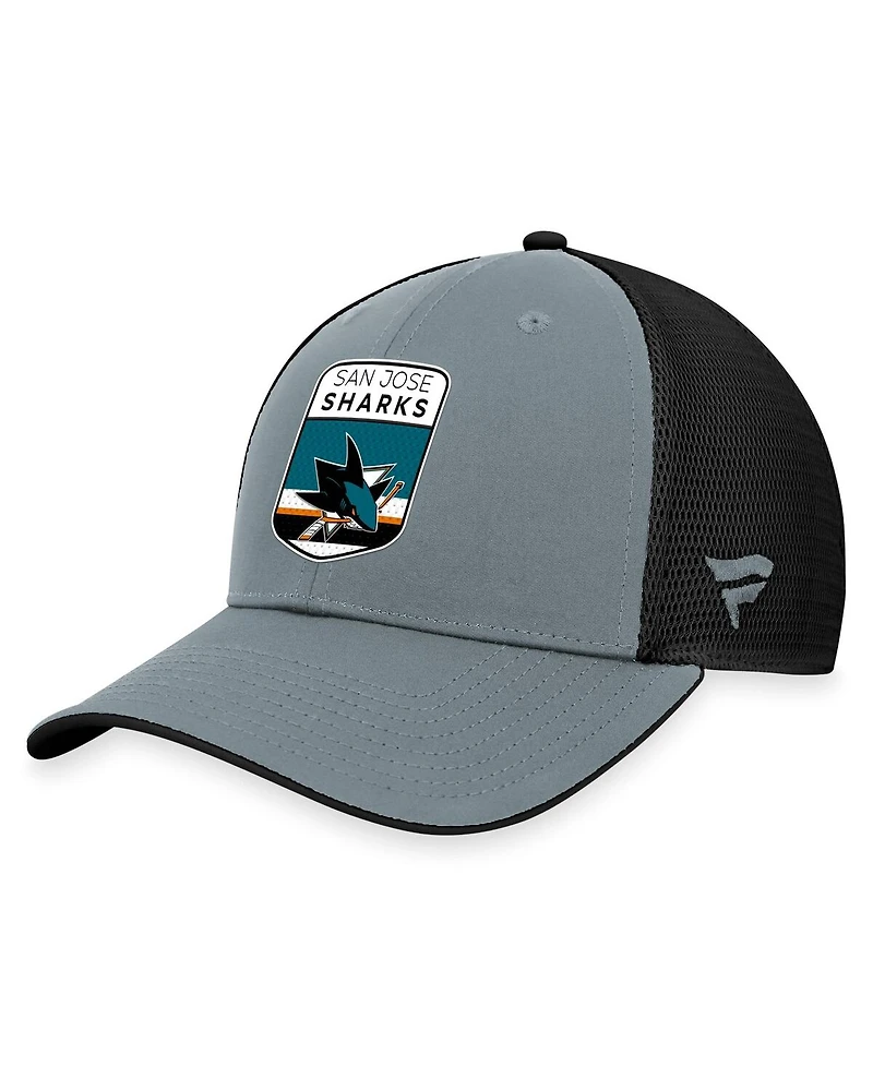 Fanatics Men's Gray/Black San Jose Sharks Authentic Pro Home Ice Trucker Adjustable Hat