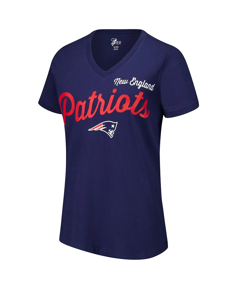 G-iii 4Her by Carl Banks Women's Navy New England Patriots Post Season V-Neck T-Shirt