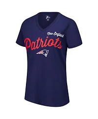 G-iii 4Her by Carl Banks Women's Navy New England Patriots Post Season V-Neck T-Shirt