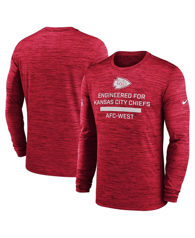 Nike Men's Red Kansas City Chiefs Sideline Velocity Performance Long Sleeve T-Shirt