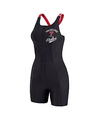 Wear by Erin Andrews Women's Black Philadelphia Phillies Bodycon Quarter-Zip Romper