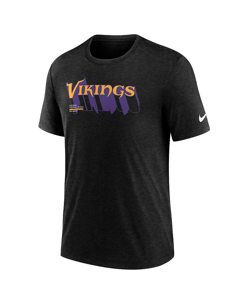 Nike Men's Heather Black Minnesota Vikings Long Pass Tri-Blend T-Shirt