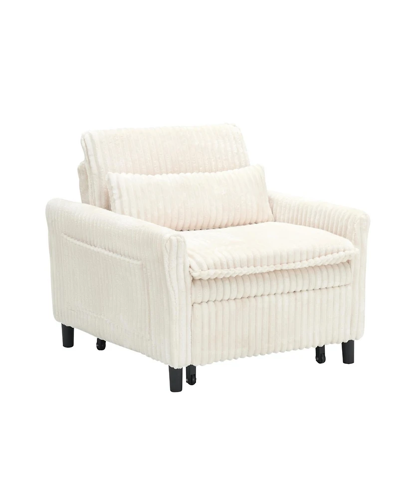 Streamdale Furniture Beige Small Space Sofa Bed with Pillow
