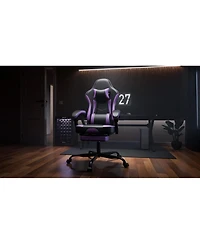 Streamdale Furniture Gaming Chair with Footrest & Massage - Black/Purple