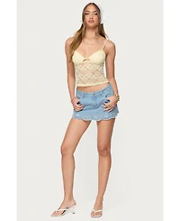 Edikted Women's Eyelet Scallop Denim Mini Skort