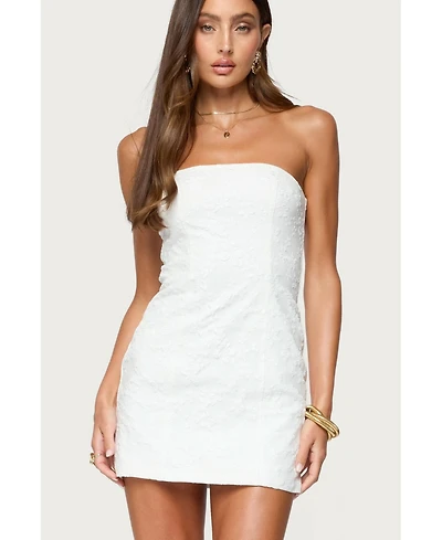 Edikted Women's Textured Flowers Strapless Mini Dress