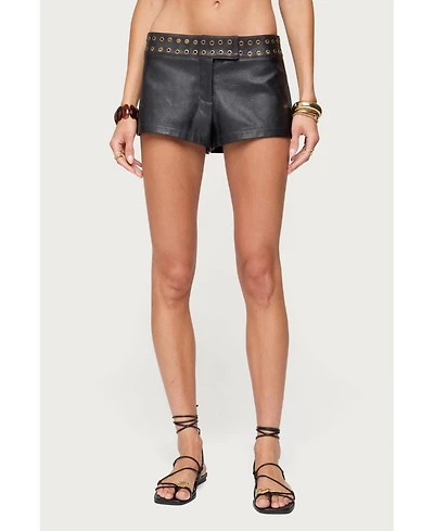 Edikted Women's Kaylan Grommet Faux Leather Shorts