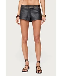 Edikted Women's Kaylan Grommet Faux Leather Shorts