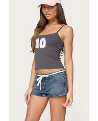 Edikted Womens 10 Floral Lacey Patch Tank Top
