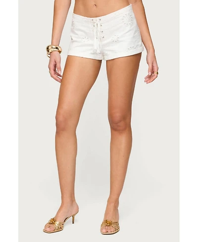 Edikted Women's Trisha Tassle Eyelet Shorts