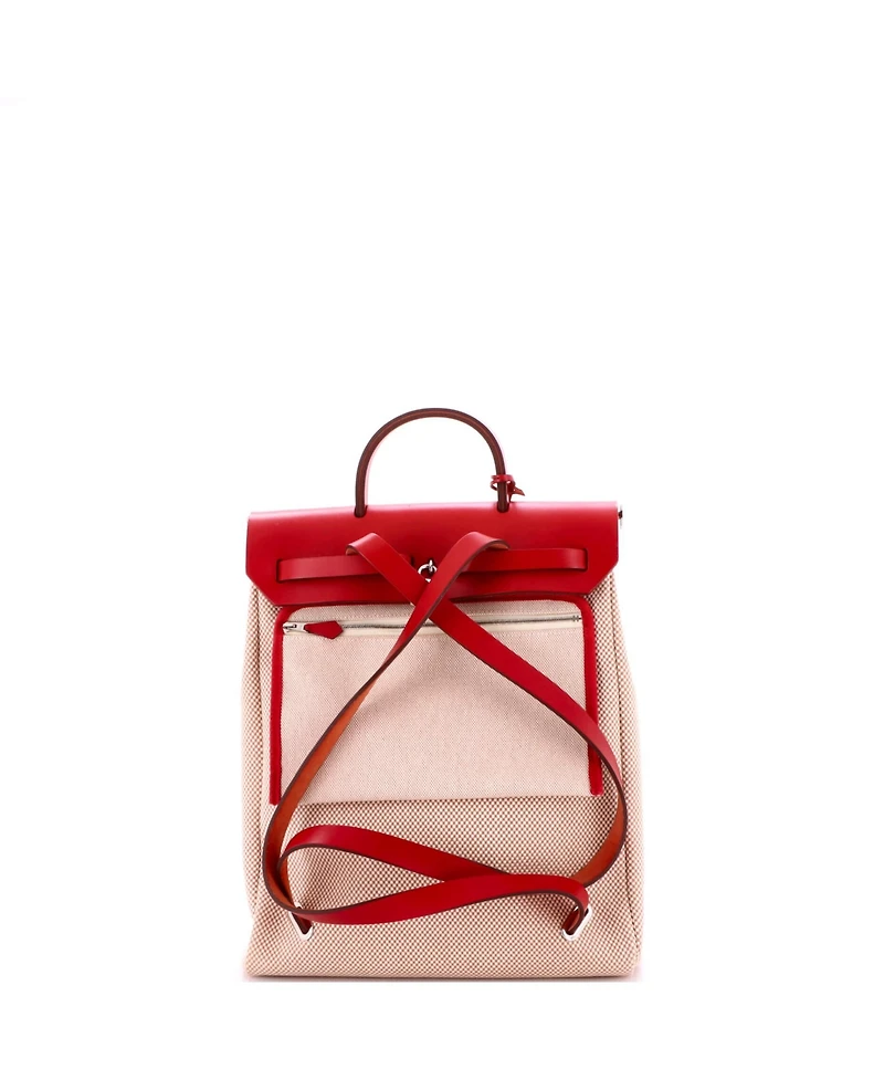 Pre-Owned Hermes Herbag A Dos Zip Backpack Toile and Leather