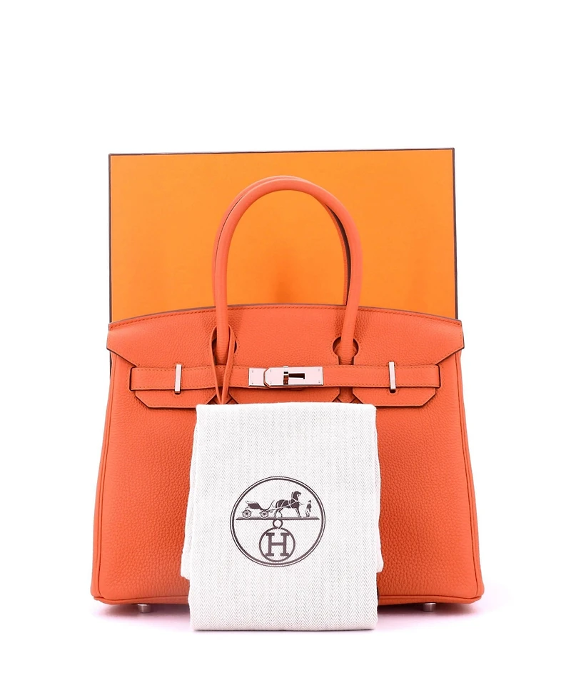 Pre-Owned Hermes Birkin 30 Handbag Orange Togo with Palladium Hardware