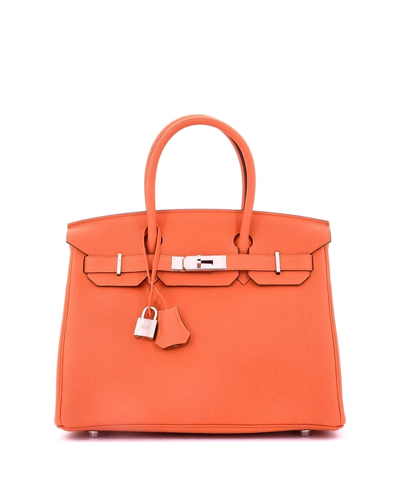 Pre-Owned Hermes Birkin 30 Handbag Orange Togo with Palladium Hardware