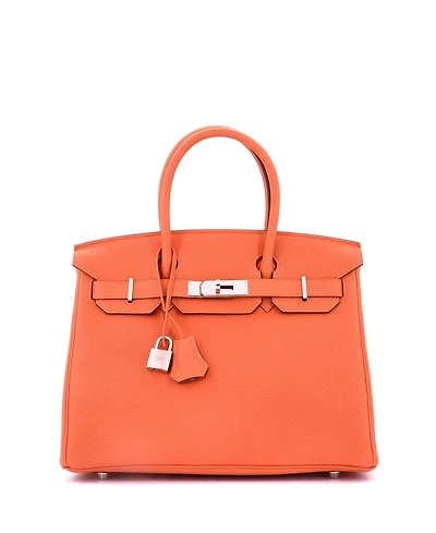 Pre-Owned Hermes Birkin 30 Handbag Orange Togo with Palladium Hardware