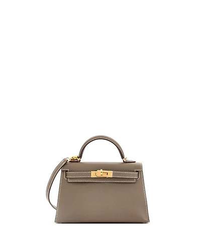 Pre-Owned Hermes Kelly 20 Handbag Grey Madame with Gold Hardware