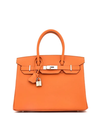 Pre-Owned Hermes Birkin 30 Handbag Orange Epsom with Palladium Hardware