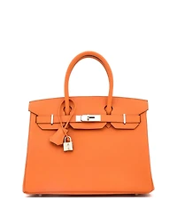 Pre-Owned Hermes Birkin 30 Handbag Orange Epsom with Palladium Hardware