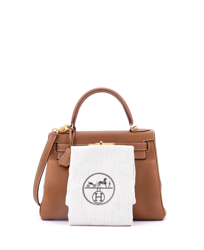 Pre-Owned Hermes Kelly Handbag Brown Togo with Gold Hardware