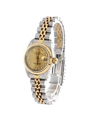 Pre-Owned Rolex Oyster Perpetual Datejust Automatic Watch in Stainless Steel and Gold with Diamond Markers 26mm
