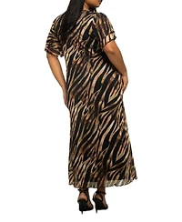 Fashion-szn Curve Women's Zebra Print Mesh Midi Dress