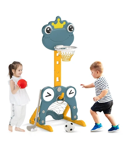 Gymax Toddler Basketball Hoop 4-in-1 Indoor/Outdoor Activity Center Sports Gift