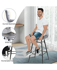 Gymax 4 Pcs Velvet Bar Stools Bar Height Dining Chairs w/ Metal Legs Kitchen