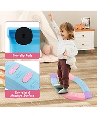 Gymax Kids Colored Balance Beams w/ Non-slip Textured Surface Bottom Pad Multicolor