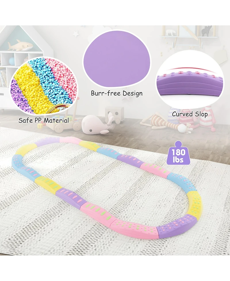 Gymax Balance Beams for Kids w/ Non-slip Textured Surface Bottom Pad Multicolor