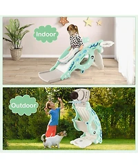 Gymax 4-in-1 Kids Slide Rocking Toy Horse w/Basketball Hoop Rings