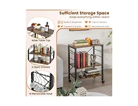 3-Tier Kitchen Baker's Rack with Microwave Shelf, Storage Hooks, and Utility Cart