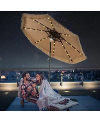 Mecale 9 Feet Solar Powered Thatched Tiki Patio Umbrella with Led Lights