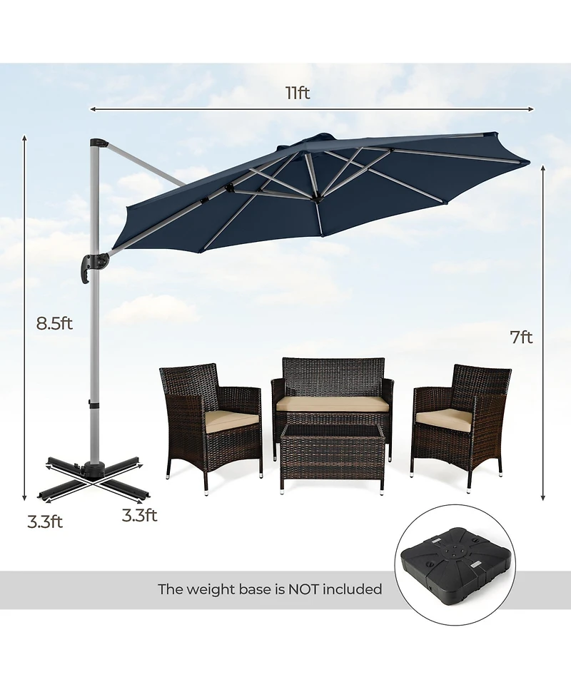 Mecale 11 Ft Outdoor Patio Umbrella with 360° Rotation and Adjustable Tilt