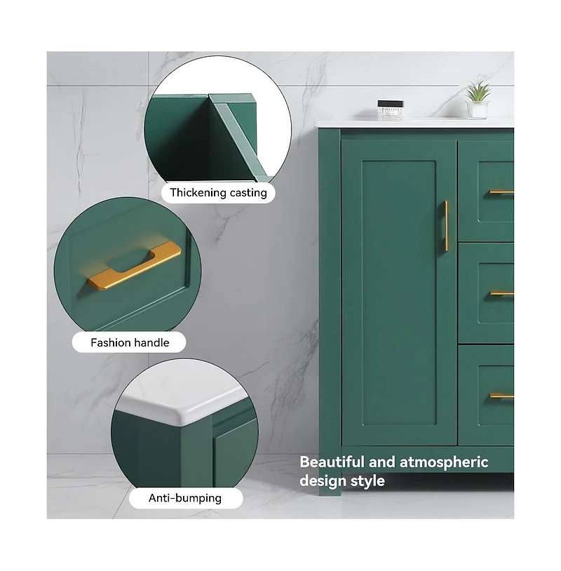 Csainc 36" Vanity w/ Undermount Sink, 2 Doors & 2 Drawers, Soft-Close, Compact Storage Combo