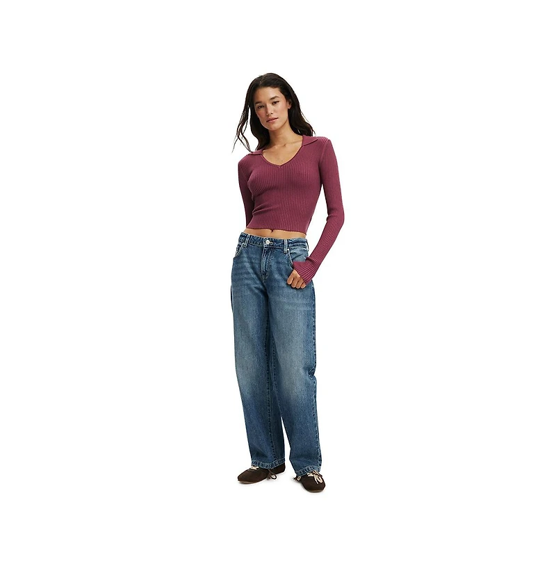 Cotton On Women's Everfine Rib V-Neck Polo
