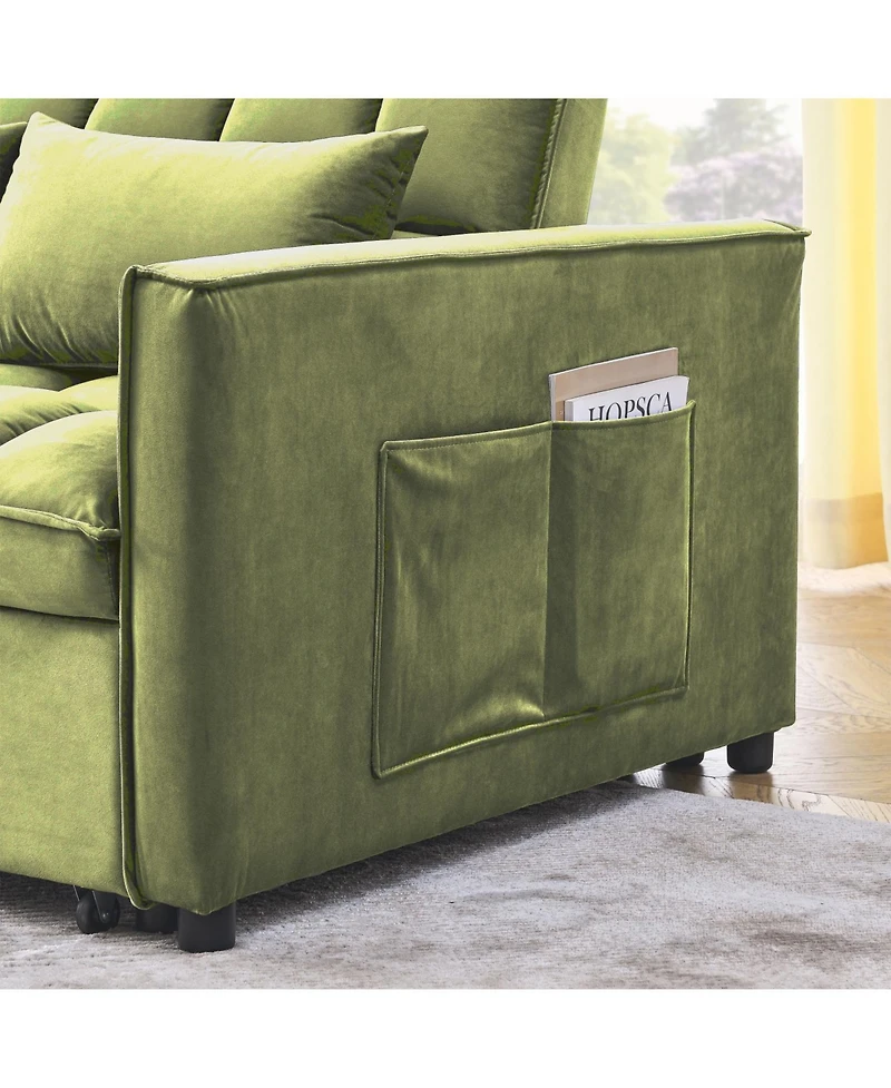 Streamdale Furniture Velvet Green 54" Sleeper Sofa with Adjustable Back