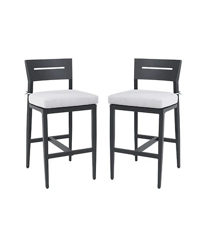 Streamdale Furniture Modern Outdoor Bar Stools - Ember Black Sunbrella Cushion