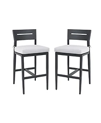 Streamdale Furniture Modern Outdoor Bar Stools - Ember Black Sunbrella Cushion
