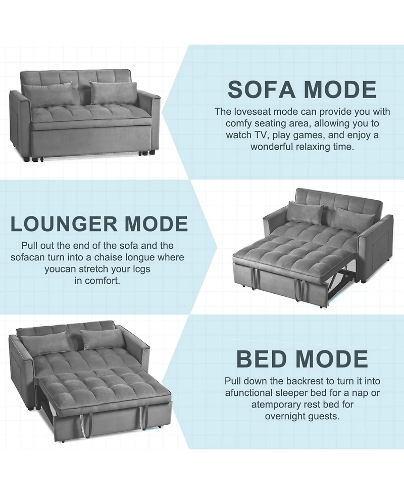 Streamdale Furniture Convertible Sleeper Sofa Bed - Dark Grey